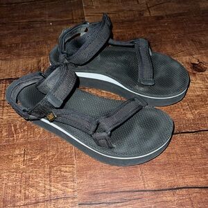 Teva Velcro Platform Sandal Black White Womens 8